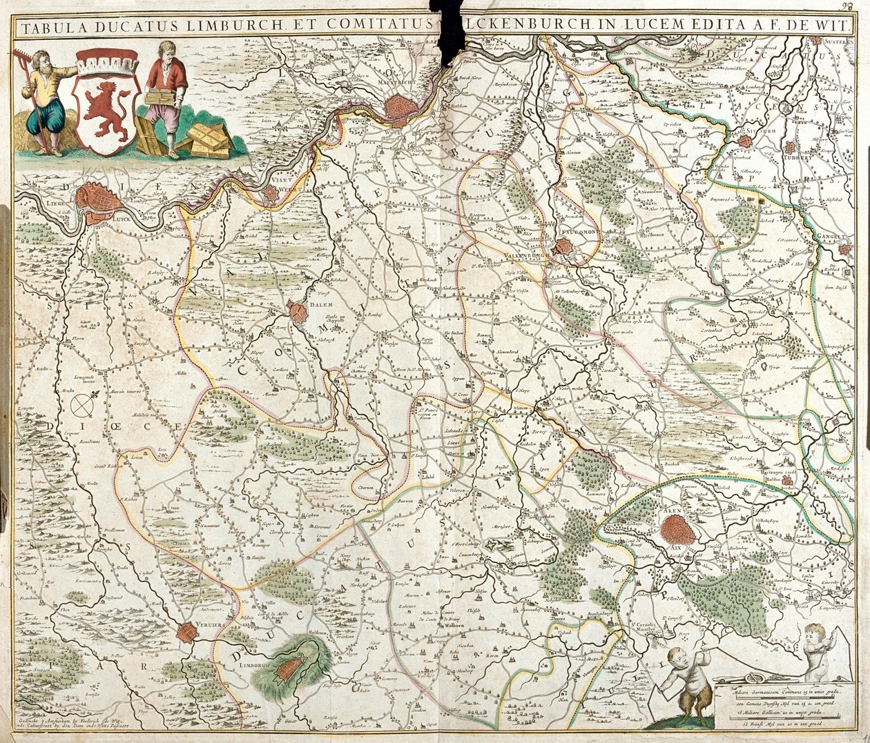 Mapa do Duche de Limburg (Bélgica) (gravura de Frederick de Wit