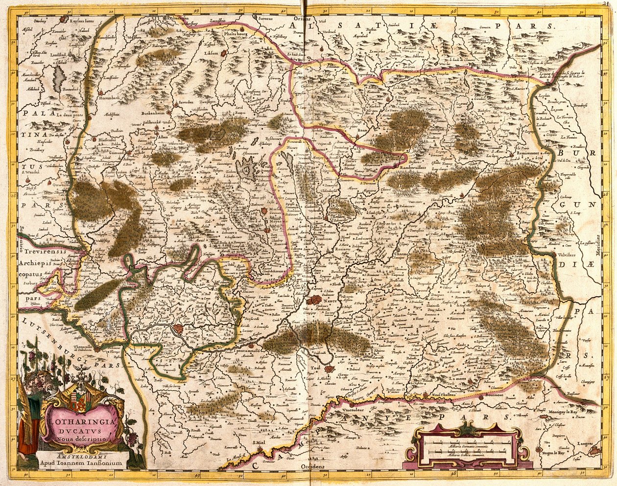 Mapa do Duche de Lorraine (França) (gravura de Frederick de Wit