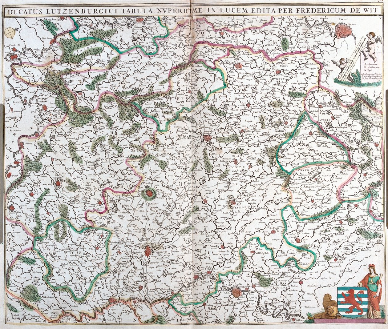 Mapa do Duche do Luxemburgo (gravura de Frederick de Wit