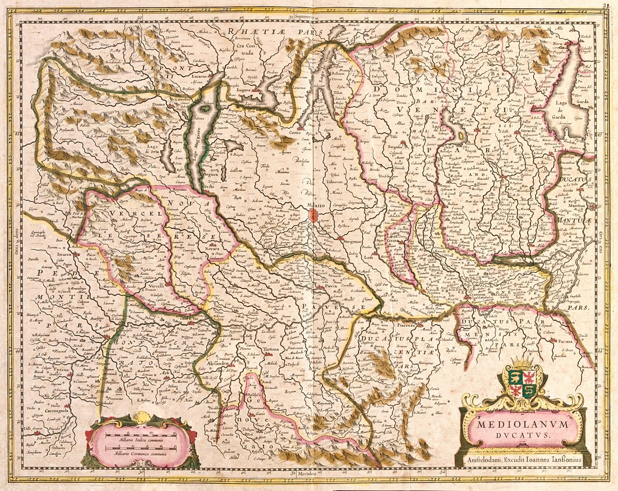 Mapa do Duche de Milão (Itália) (gravura de Frederick de Wit