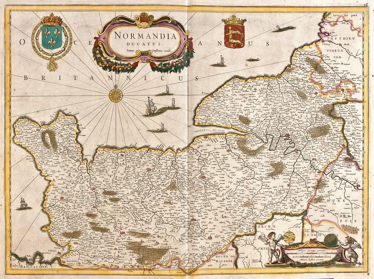 Mapa do Duche da Normandia (França) (gravura de Frederick de Wit