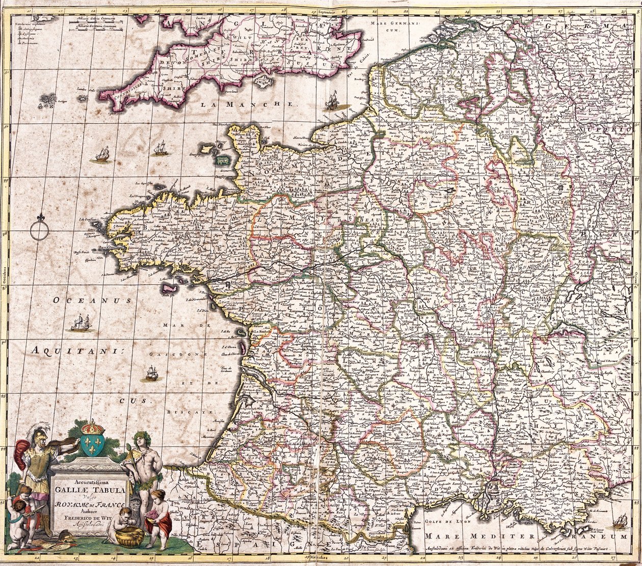 Mapa do Reino da França (gravura de Frederick de Wit