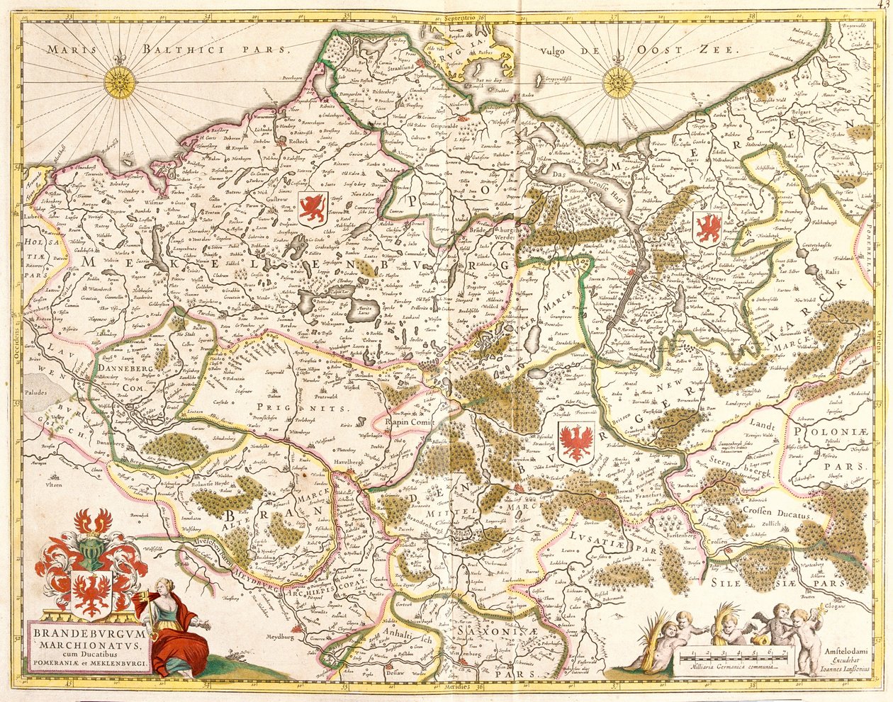 Mapa da Margravata de Brandenburgo (Alemanha) (gravura de Frederick de Wit