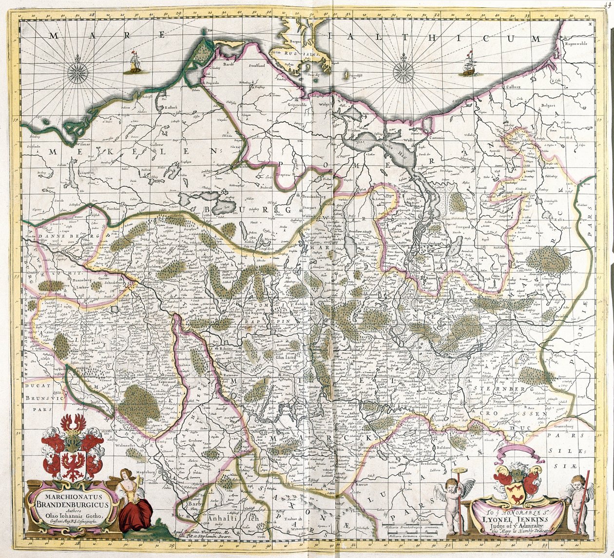Mapa da Margravata de Brandenburgo (Alemanha) (gravura de Frederick de Wit