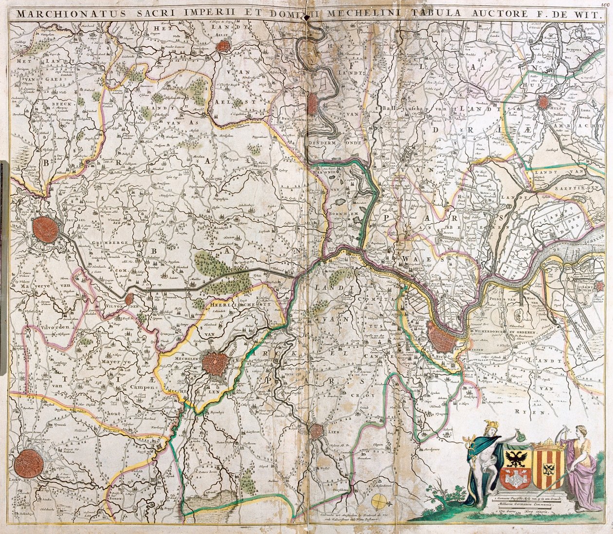 Mapa dos Marqueses do Sacro Império Germânico e do Senhorio de Mechelen (Holanda) (gravura de Frederick de Wit