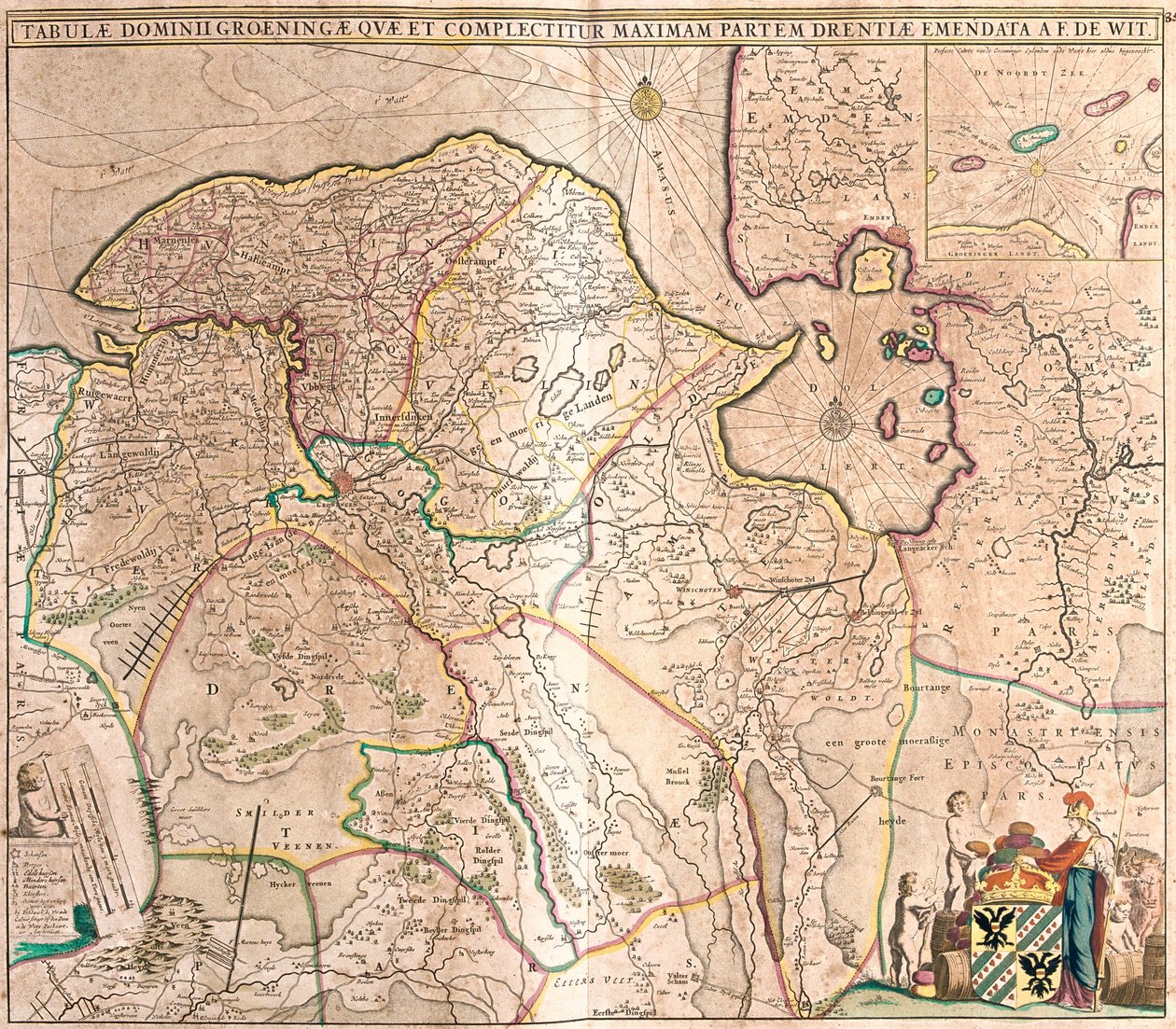 Mapa da Província de Groningen (Holanda) (gravura de Frederick de Wit