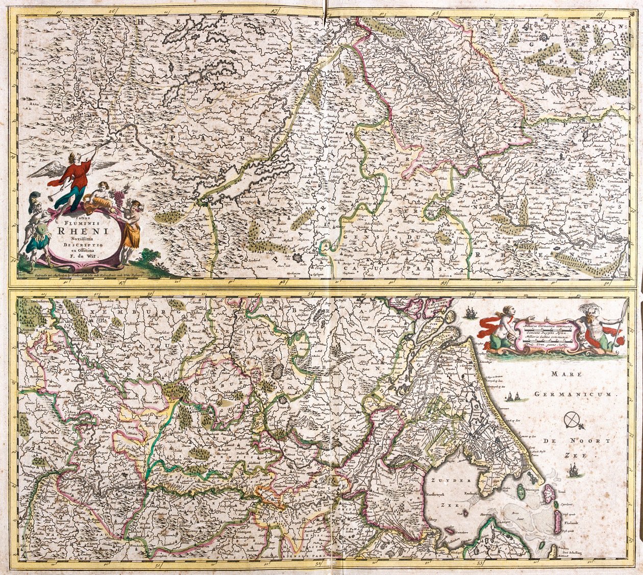 Mapa do Rhenanie (Alemanha) (gravura de Frederick de Wit