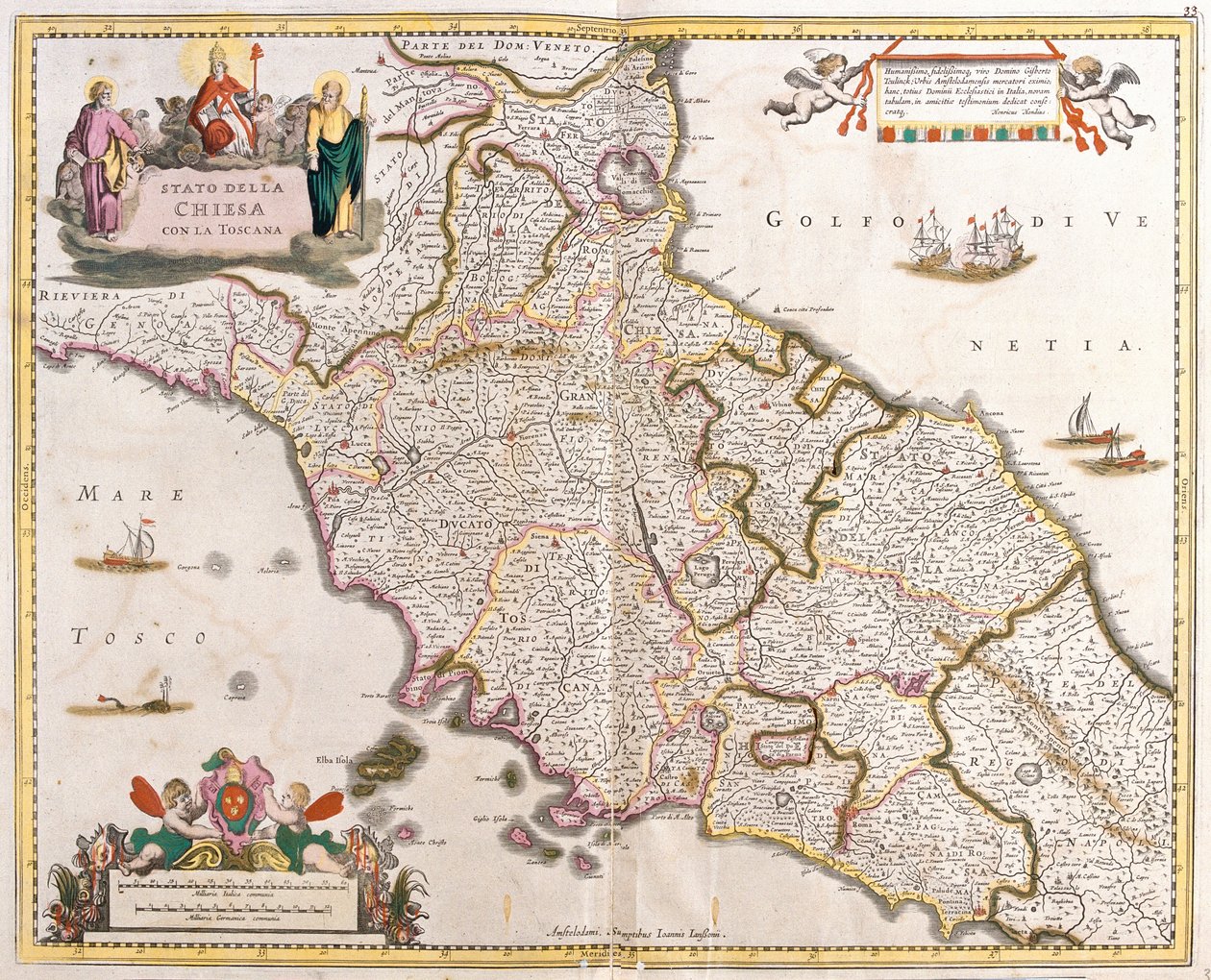 Mapa dos Estados da Igreja na Toscana (Itália) (gravura de Frederick de Wit
