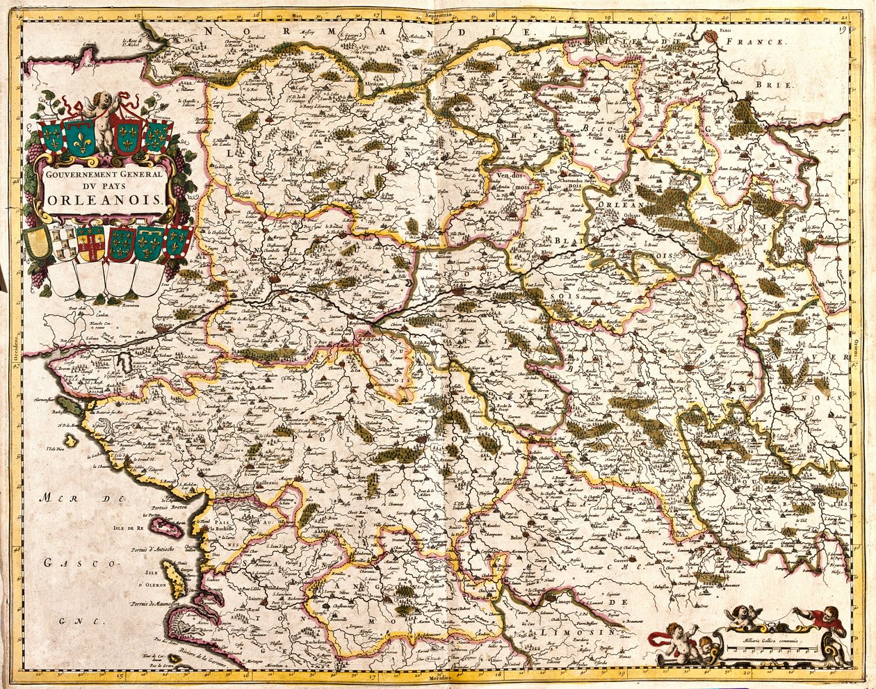 Mapa do governo geral do país Orlean (França) (gravura de Frederick de Wit