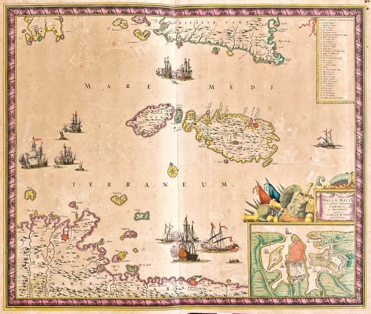 Mapa da ilha de Malta (gravura de Frederick de Wit
