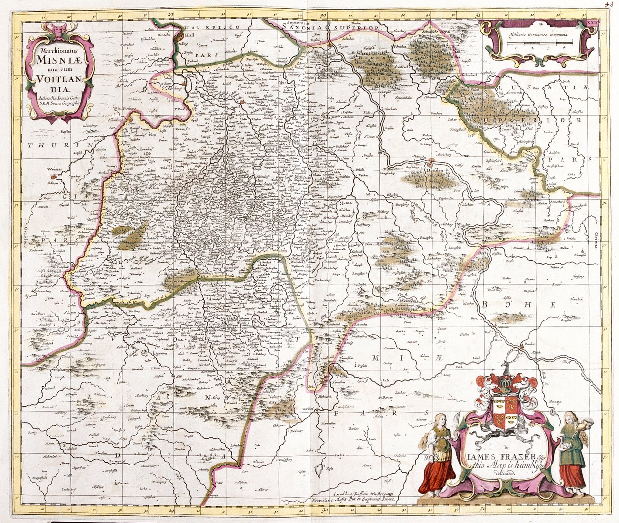 Mapa da marcha (margraviate) de Misnie (Alemanha) (gravura de Frederick de Wit