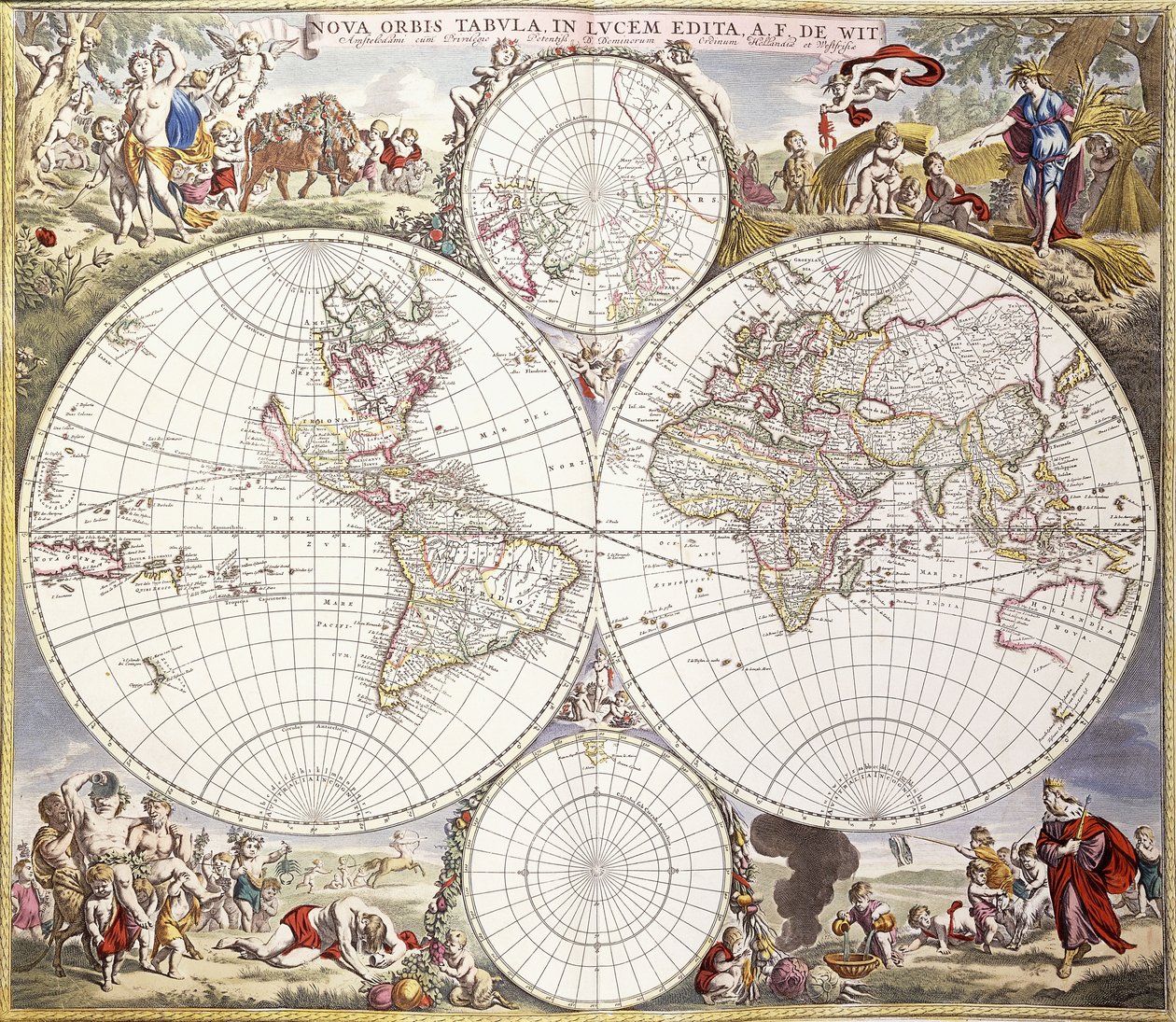 World map from Atlas Maior, c.1705 de Frederick de Wit