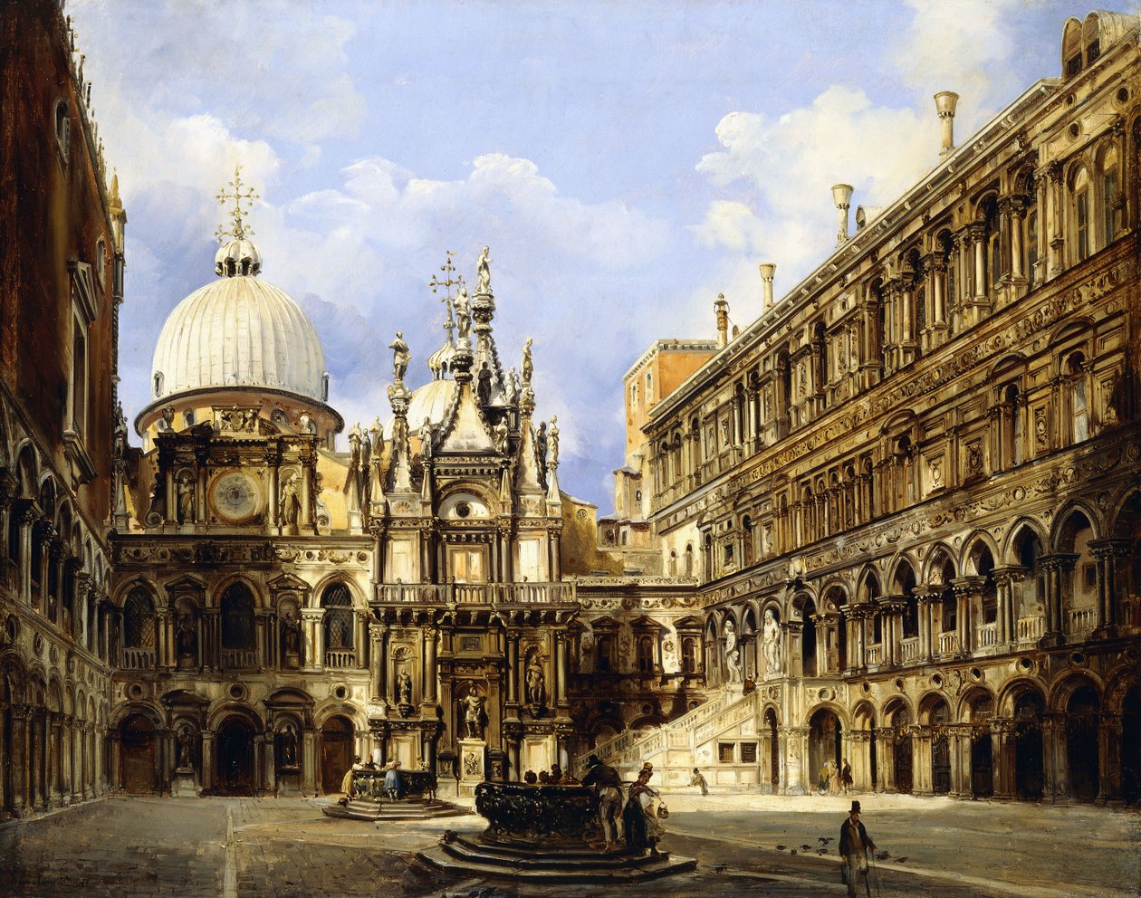 O Pátio do Palácio Ducal, Veneza, 1841 de Frederico Moja