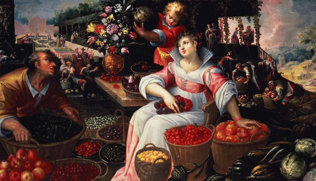 Fruitmarket (Verão), 1590 de Frederik Valckenborch