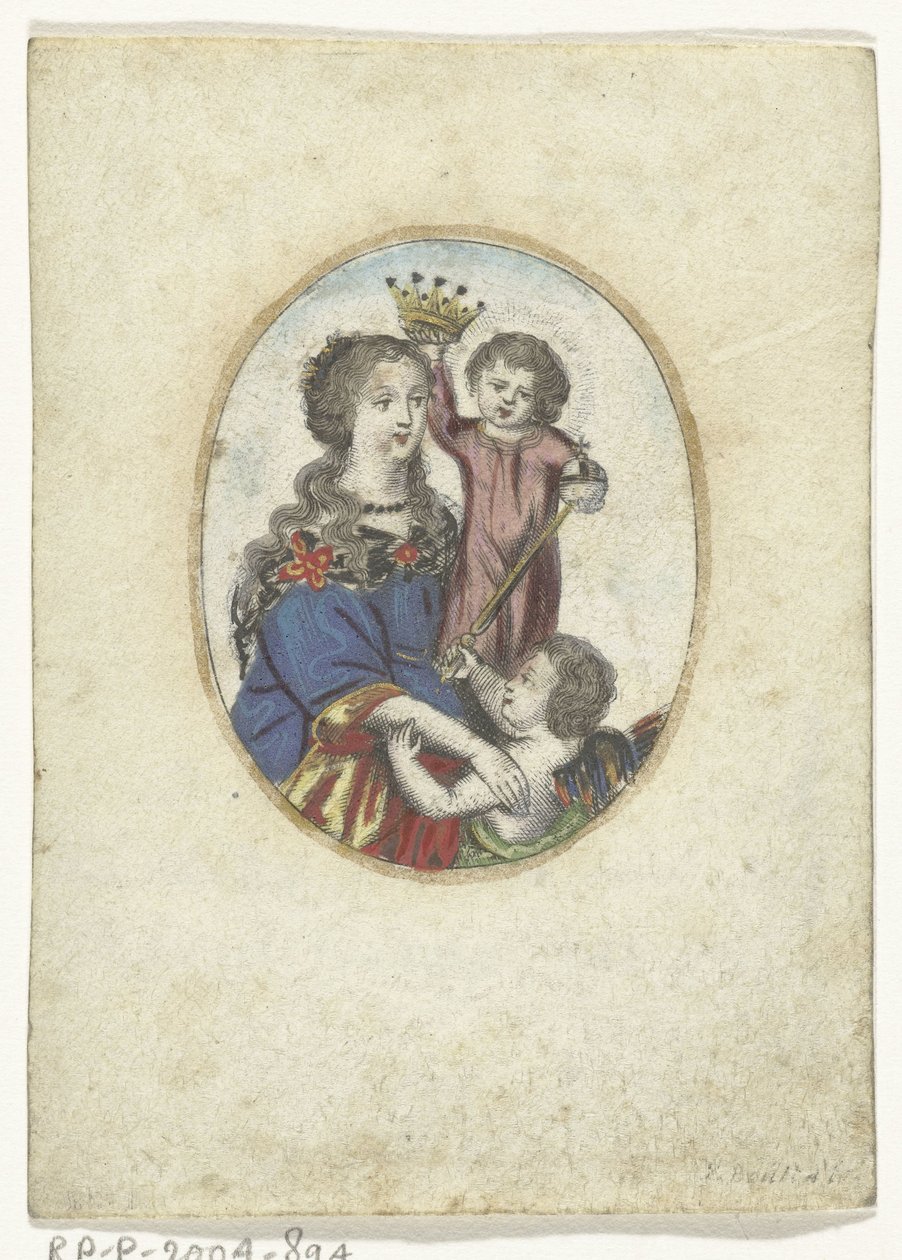 Madonna com criança e anjo em oval de Frederik Bouttats (de Jonge) (attributed to)