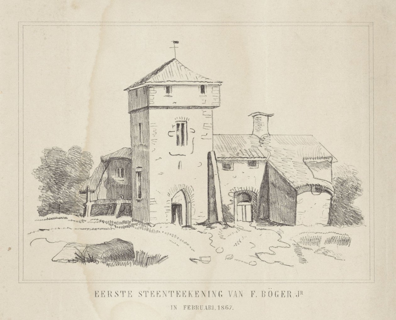 Uma quinta em vez de
Primeiro desenho de pedra de F. Börger Jr. (título sobre o objecto) de Frederik Böger