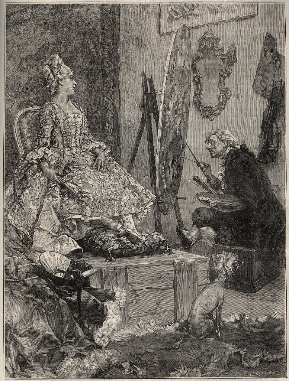 François Boucher (1703-1770) pintando o retrato de Jeanne Antoinette Poisson, Marquesa de Pompadour (conhecida como Madame de Pompadour de Frederik Hendrik (after) Kaemmerer