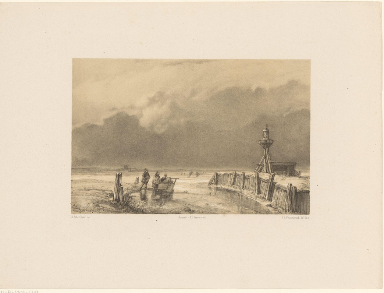 Vista de gelo com farol de Frederik Hendrik Weissenbruch