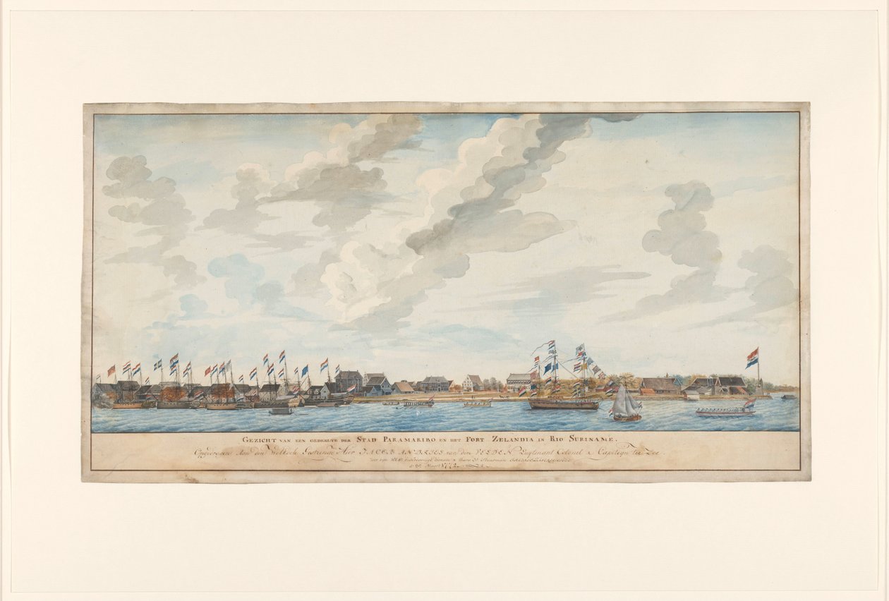 Vista da cidade de Paramaribo e do Forte Zeelandia de Frederik Jägerschiöld (signed by artist)