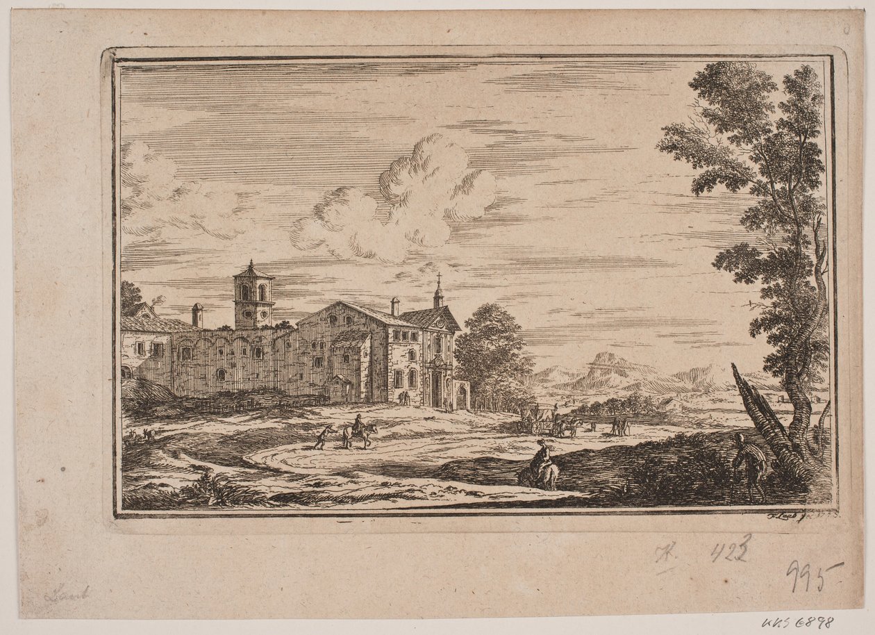 Edifício do mosteiro, deixado na paisagem italiana de Frederik Laub
