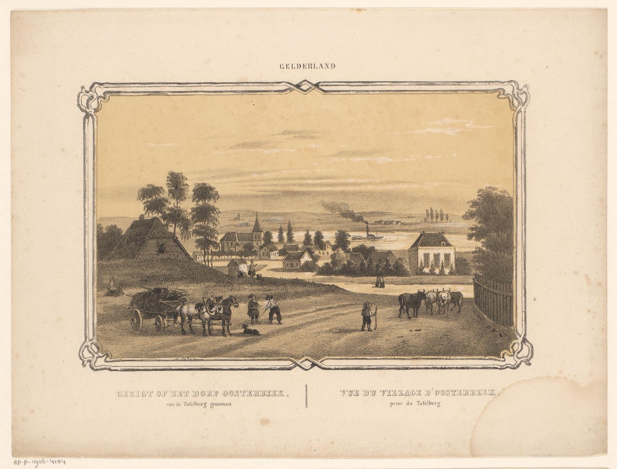 Vista de Oosterbeek Vista da vila de Oosterbeek da Table Mountain (título no objeto) Gelderland (título da série no objeto) de Frederik Lodewijk Huygens