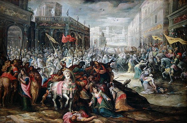 A Reconciliação entre os Romanos e os Sabines (óleo sobre tela) de Frederik Valckenborch