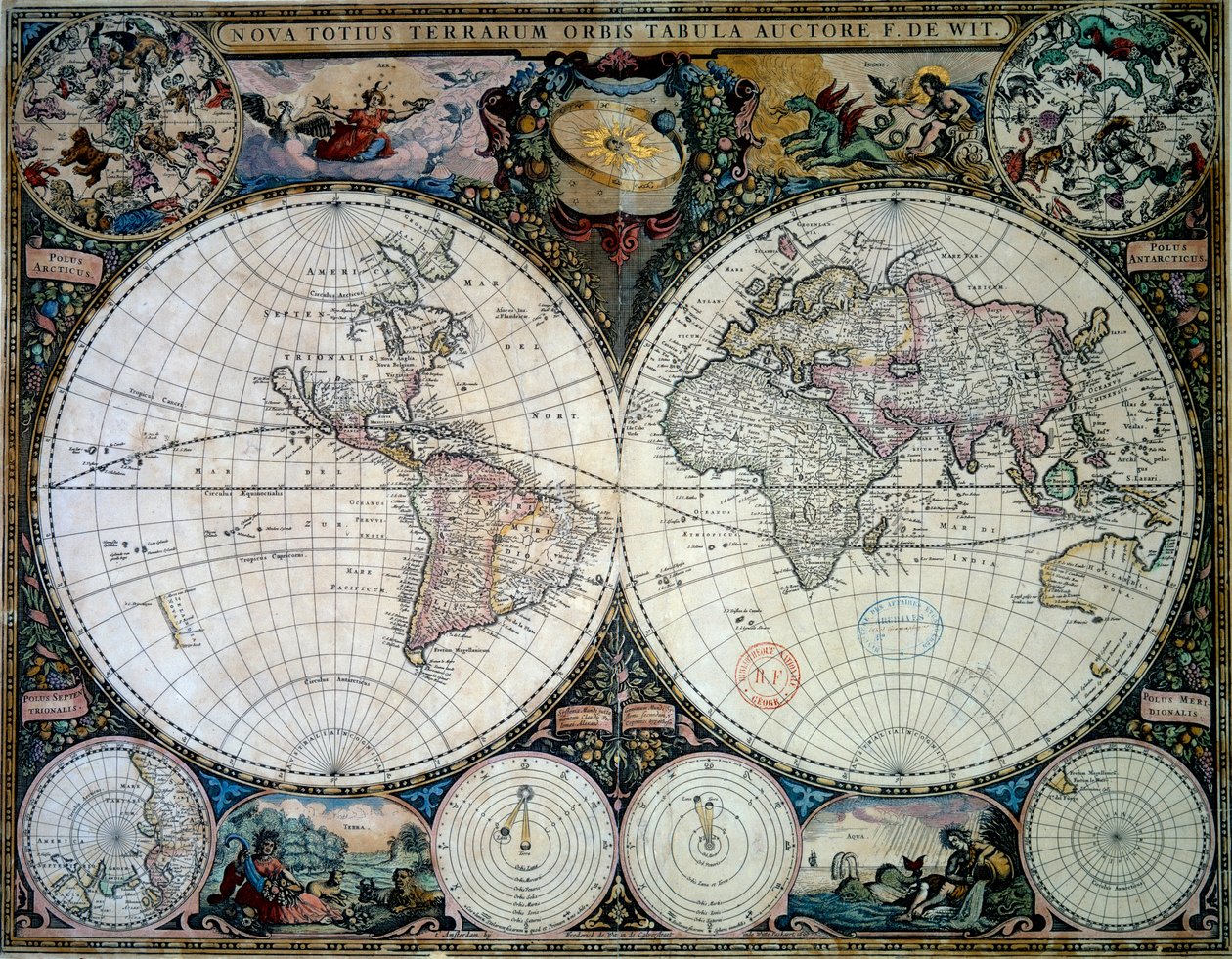 Planisphere by Frederic de Witt (17th century) (ec.holl.) 1660 Paris, B.N. de Frederik de (after) Wit