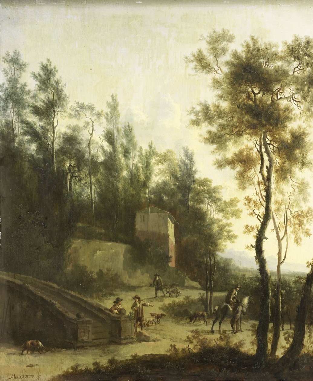Paisagem italiana com caçadores de Frederik de Moucheron
