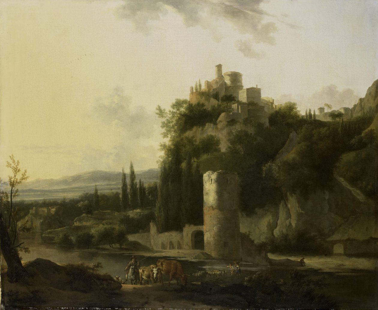 Paisagem italiana com torre redonda de Frederik de Moucheron