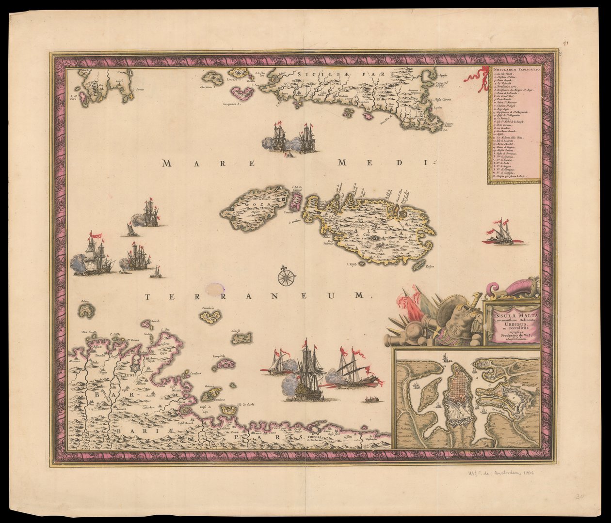 Insula Malta accuratißime Delineata Urbibus et Fortalitiis expressa de Frederik de Wit