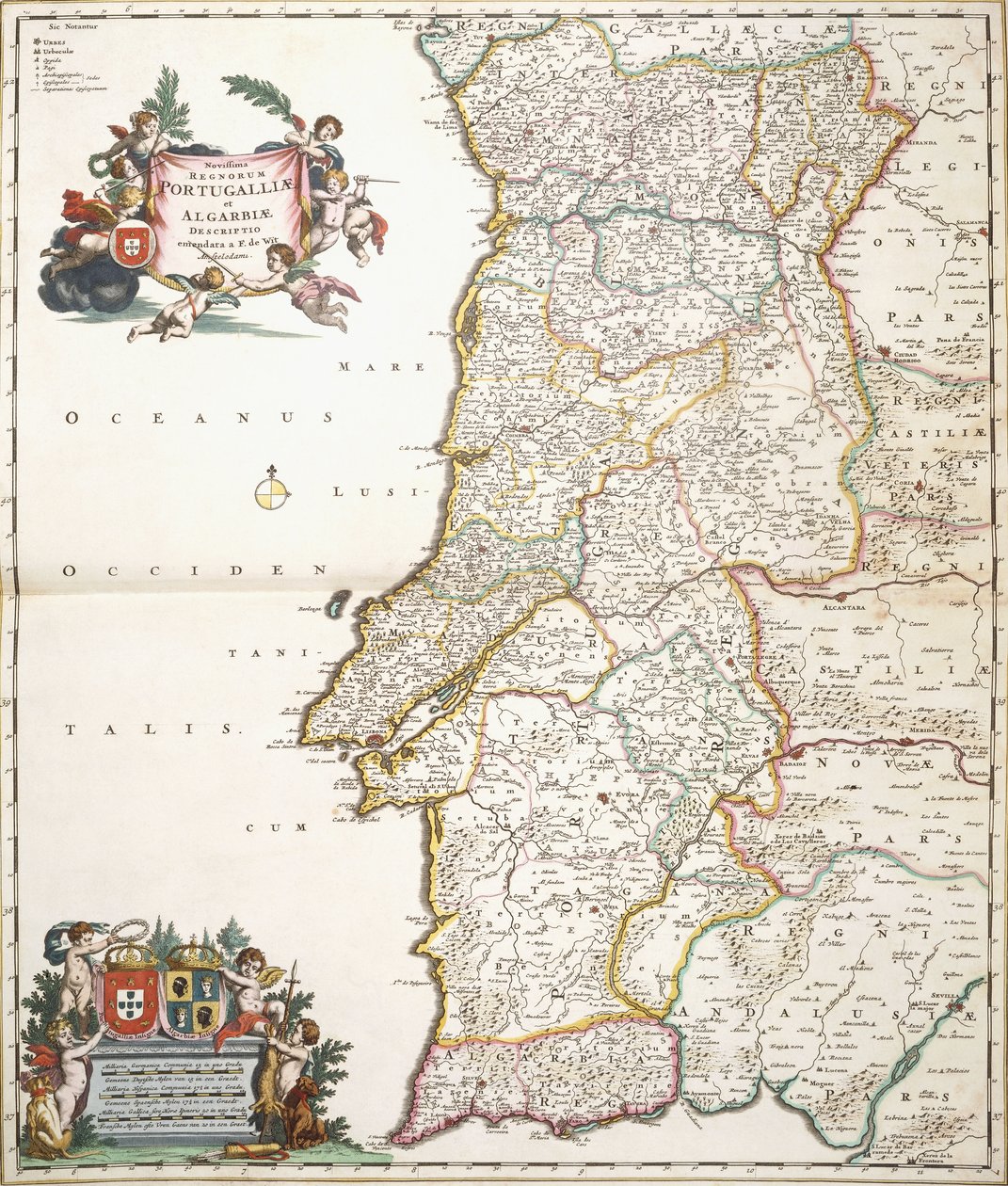 Mapa mostrando Portugal, c.1680 de Frederik de Wit