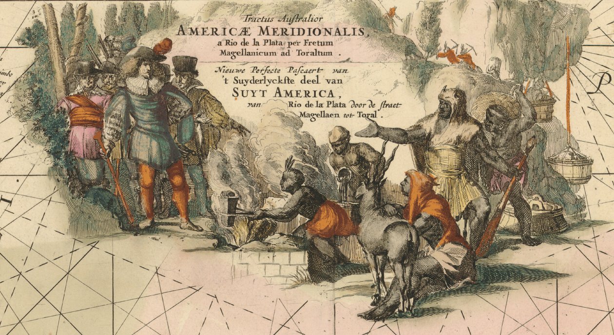 Viaje mais pela América do Sul, o Rio da Prata pelo Estreito de Magalhães, na cidade de Toraltum de Frederik de Wit