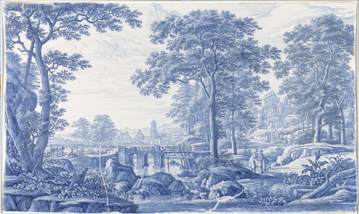 Placa com uma paisagem italiana Placa com paisagem italiana de Frederik van Frytom (attributed to)