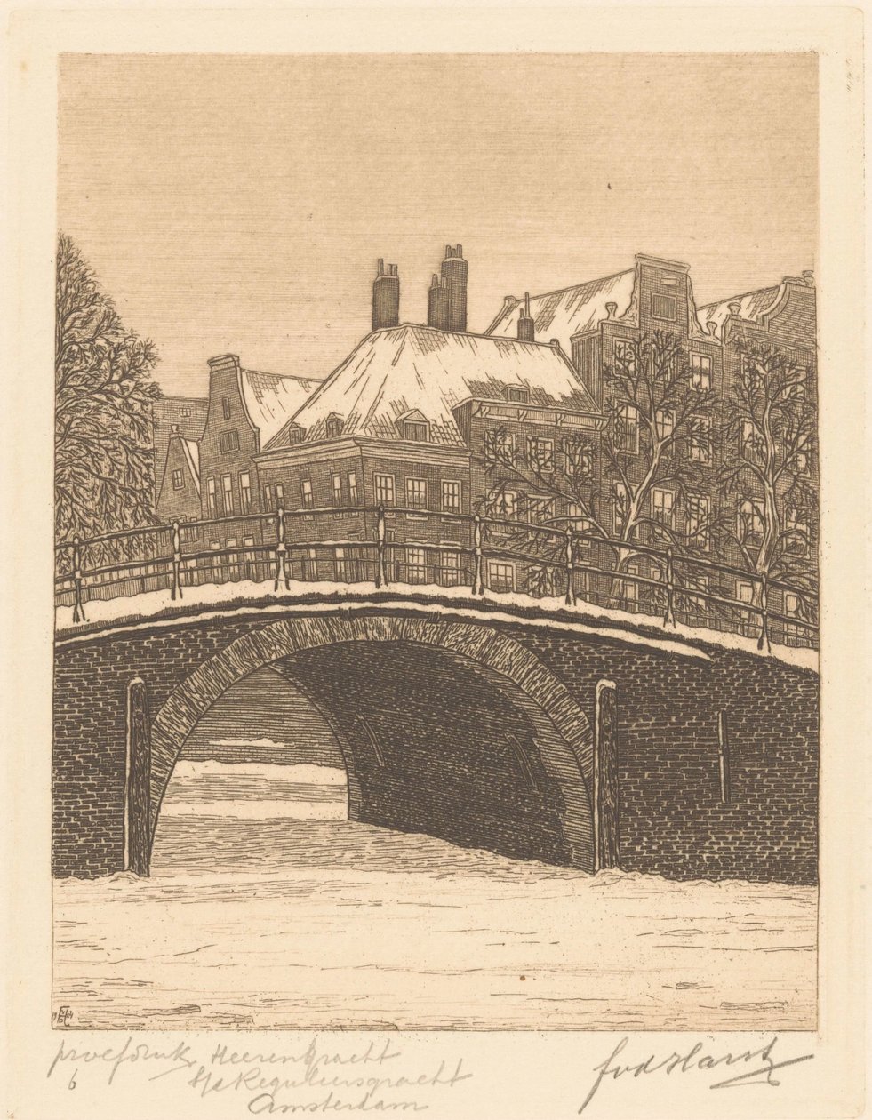 Heerengracht perto de Reguliersgracht, Amsterdão (título original sobre o objecto) de Frederik van der Harst (signed by artist)