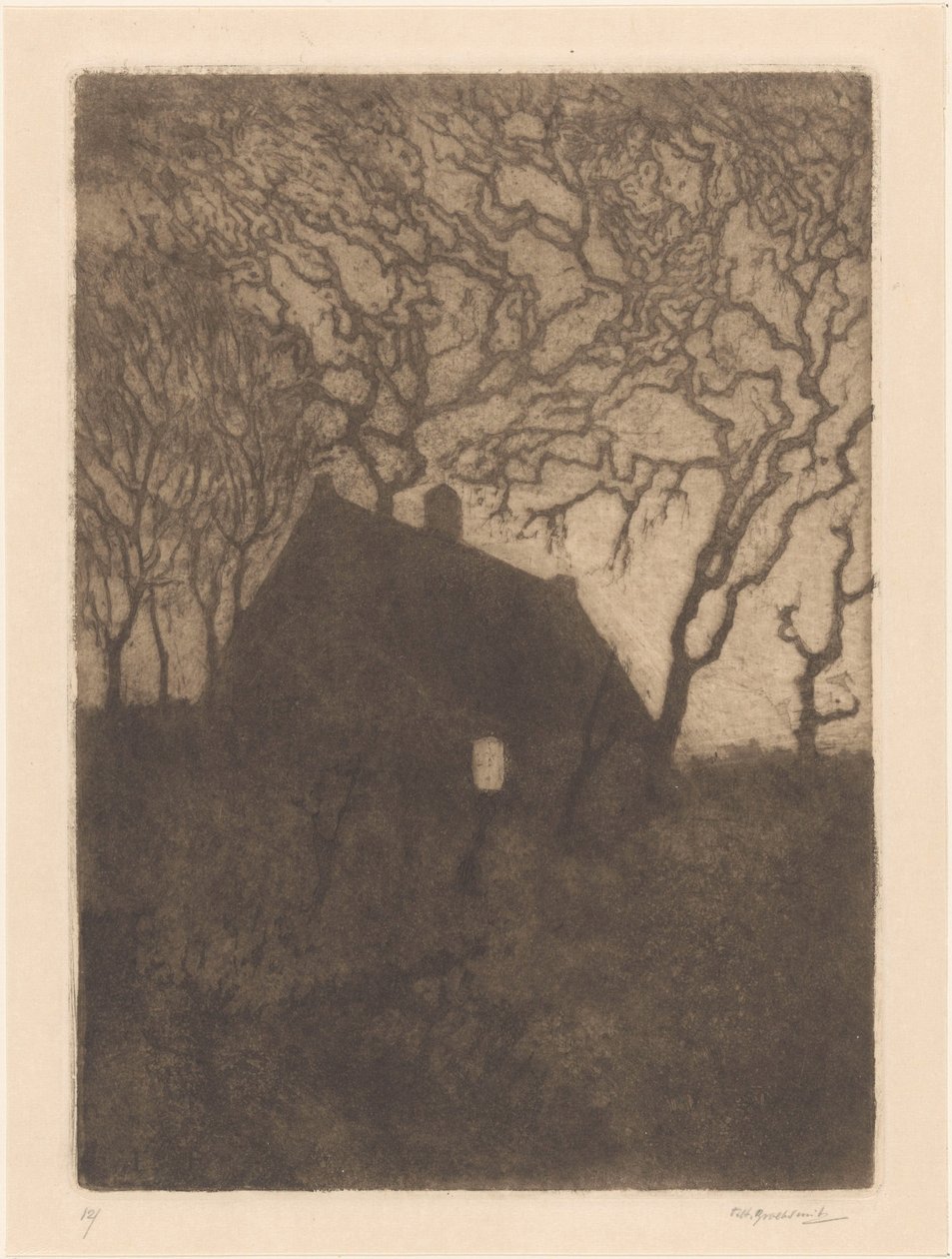Casa à noite de Frederika Henriëtte Broeksmit (signed by artist)