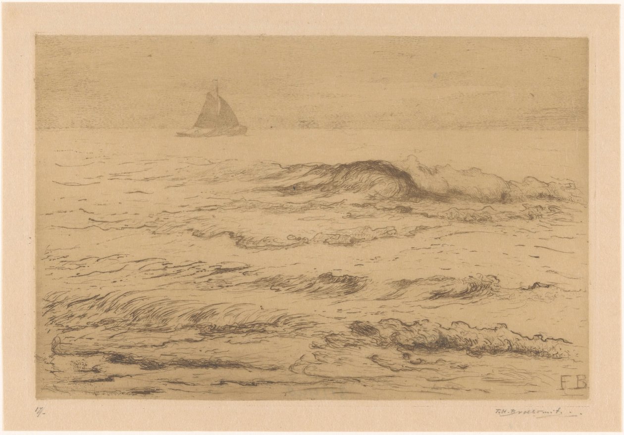 Veleiro no mar de Frederika Henriëtte Broeksmit (signed by artist)