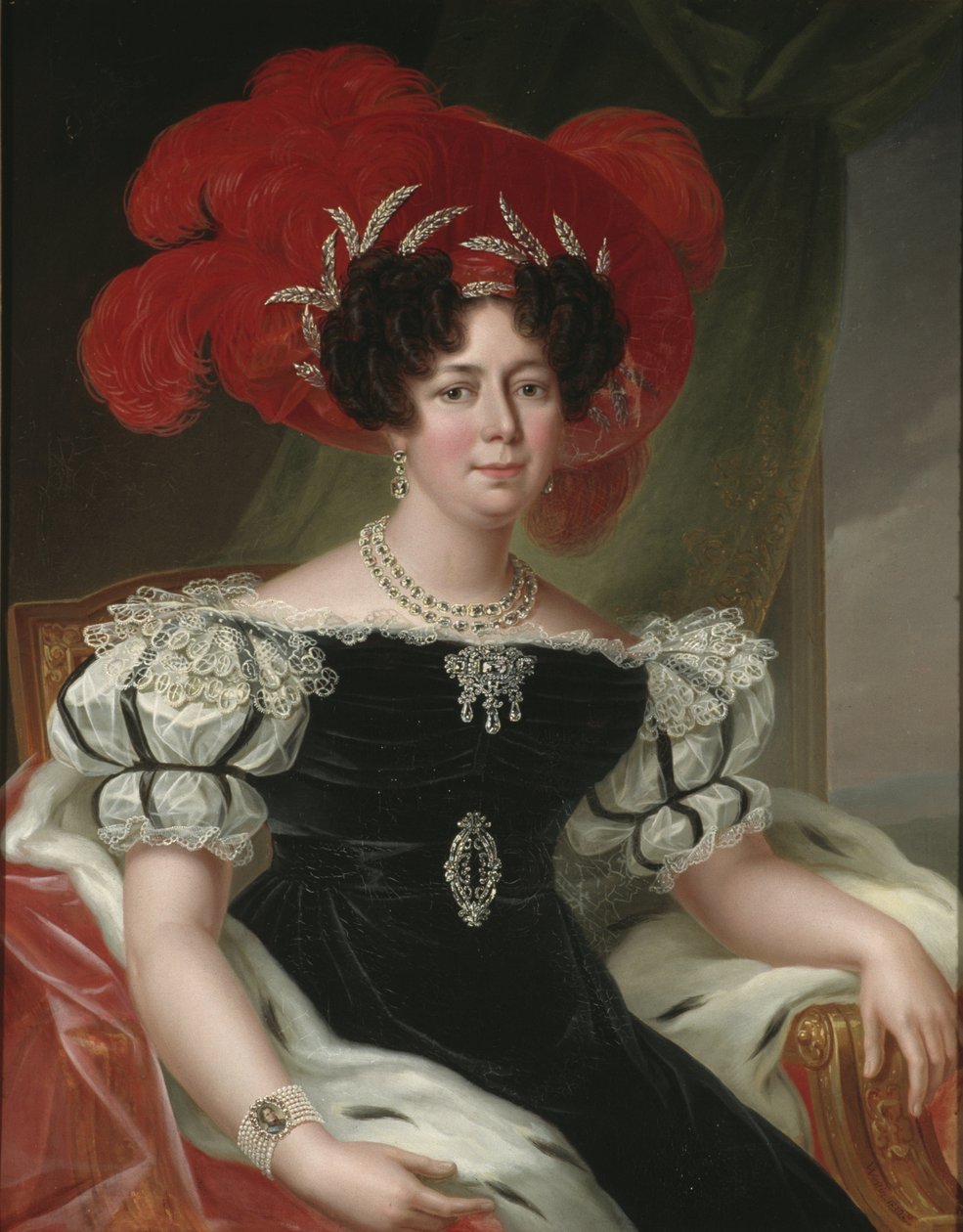 Desire Clary, reine consort de Suede et Norvege - Retrato de Desideria (1777-1860), Rainha da Suécia e Noruega, de Westin, Fredric (1782-1862). Óleo sobre tela de Fredric Westin
