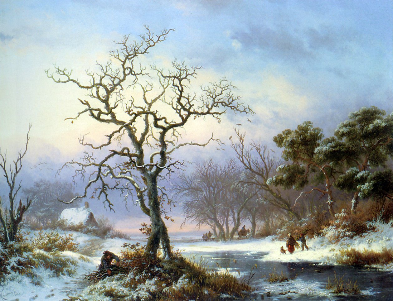 Recipientes Fagot em uma paisagem de inverno de Fredrik Marinus Kruseman