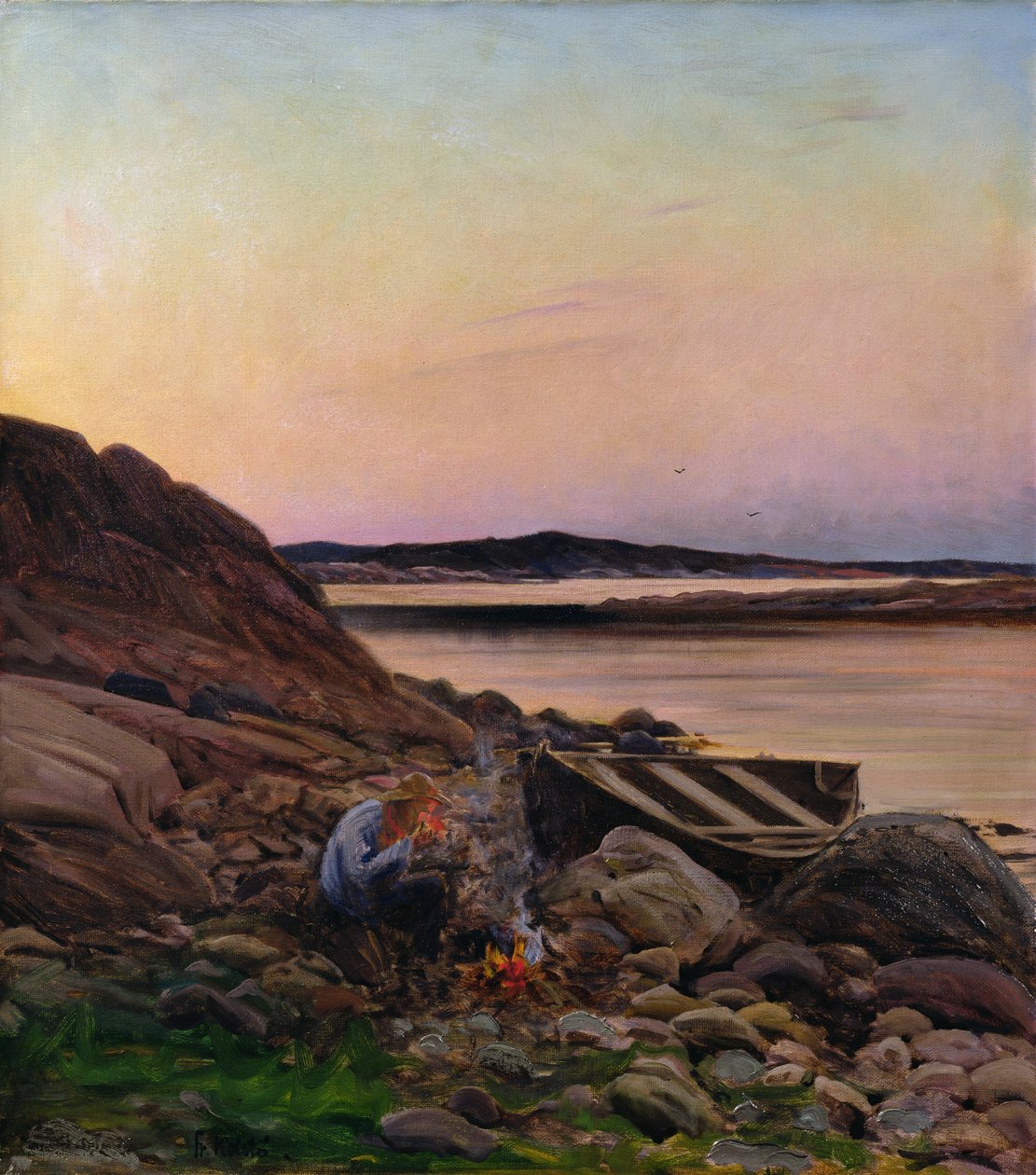 Atmosfera da noite (óleo sobre tela) de Fredrik Kolstoe