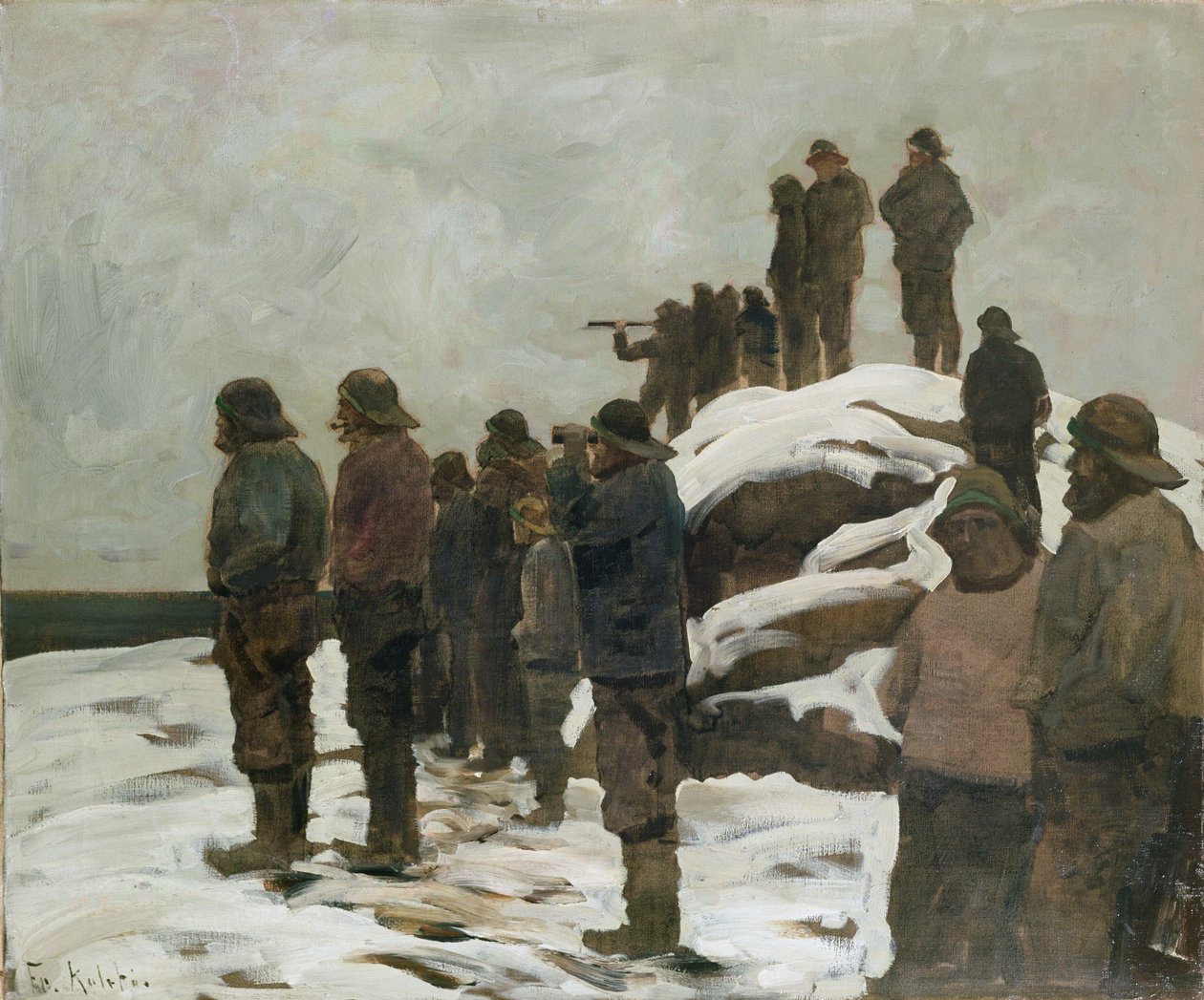 Pescadores (óleo sobre tela) de Fredrik Kolstoe