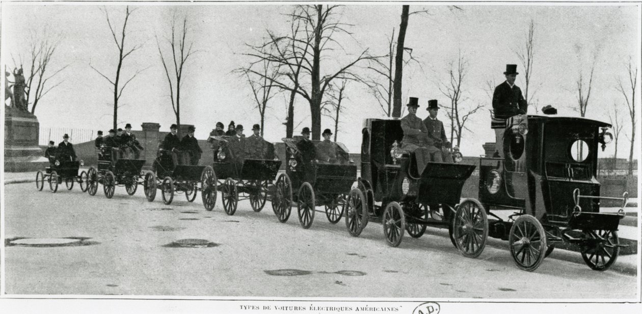 Carros elétricos americanos em Paris, c.1900 de French Photographer
