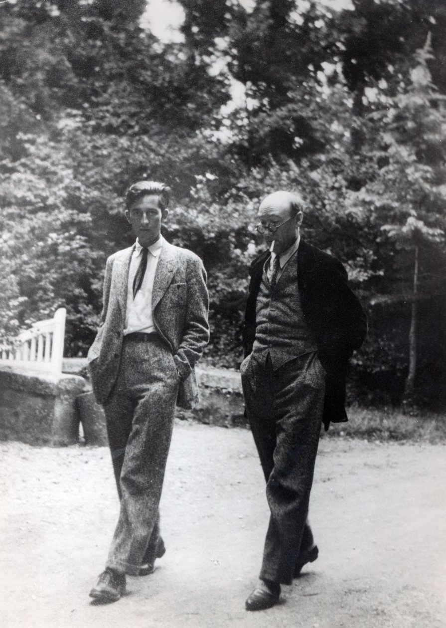 Andre Gide e Marc Schlumberger em Pontigny para uma das décadas anuais de Pontigny, c.1930 de French Photographer