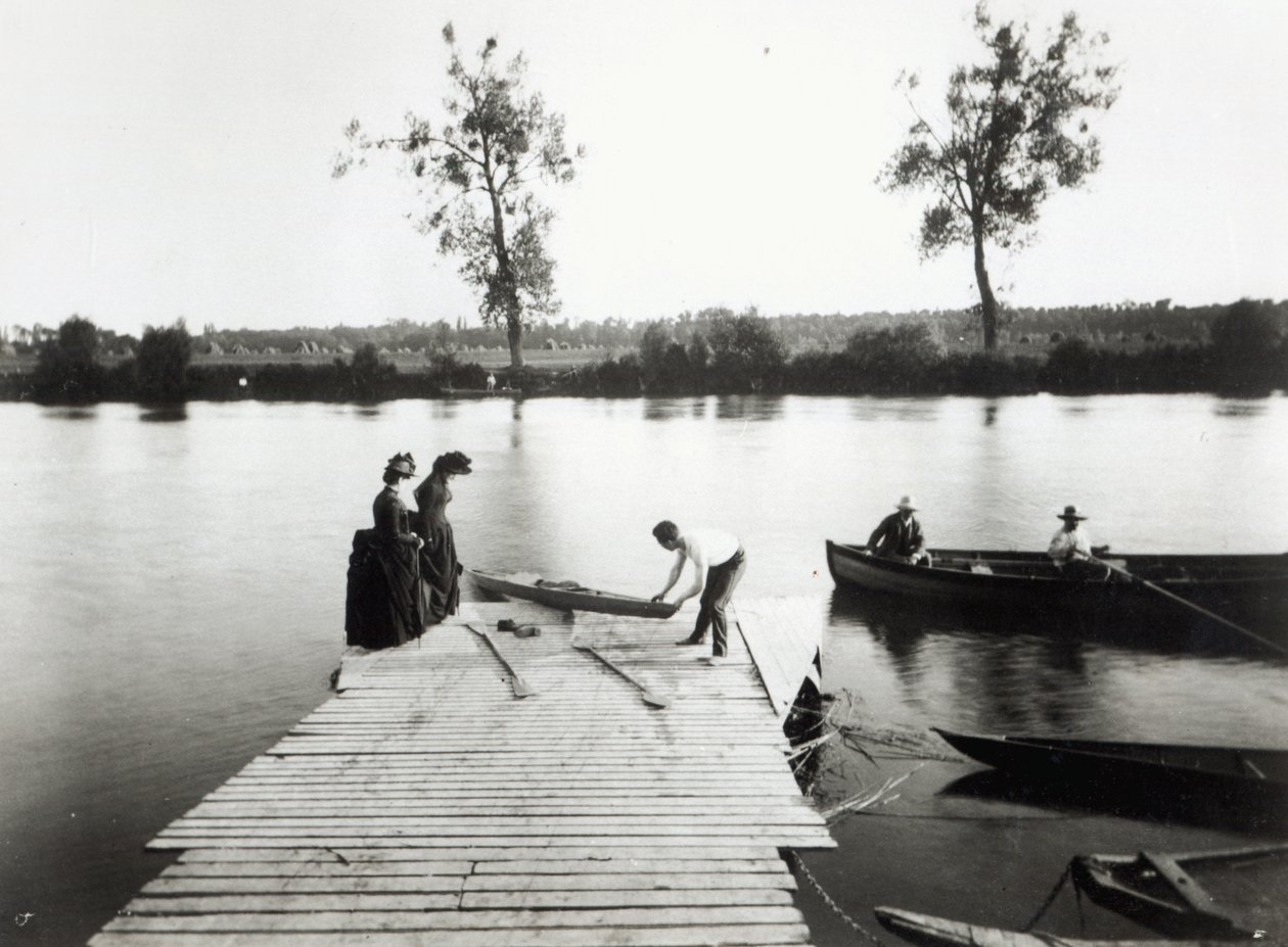 Boating Scene na área da Ile-de-France, c.1880 de French Photographer
