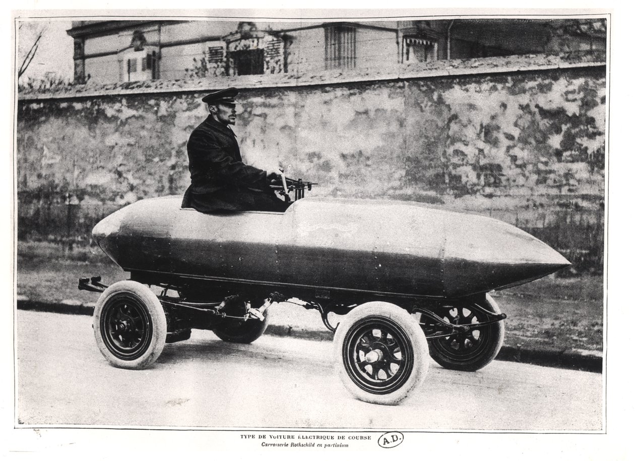 Carro de corrida elétrico Jenatzy La Jamais Contente, c.1900 de French Photographer