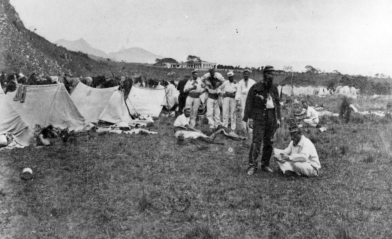 Soldados franceses no acampamento, c.1860s de French Photographer