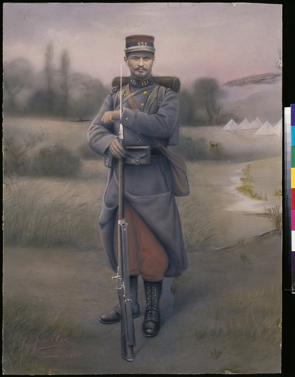 Infantaria do 151º Regimento de Infantaria, 1915 (foto colorida) de French Photographer