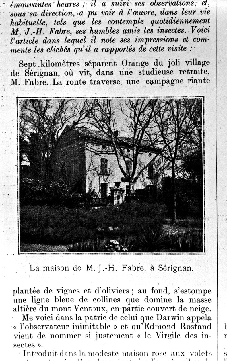 Casa de Jean-Henri Fabres (1823-1915) em Serignan de French Photographer