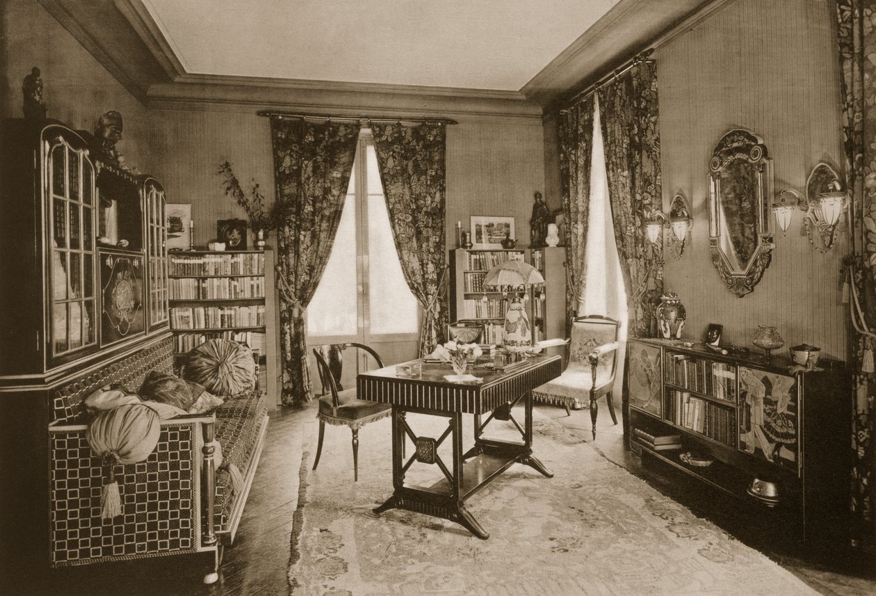Lounge projetado por P. Lahalle e G. Levard, Plate 21 de Ensembles Choisis, publicado em 1930 de French Photographer