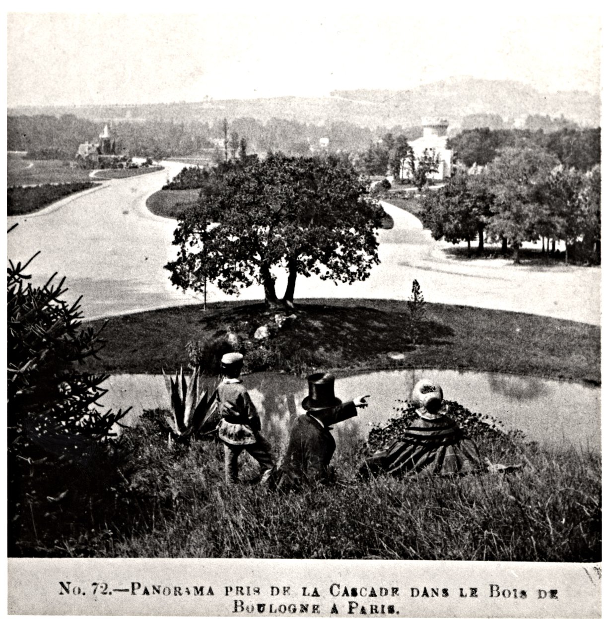Vista panorâmica do Bois de Boulogne, tirada da cachoeira, c.1860-70 de French Photographer