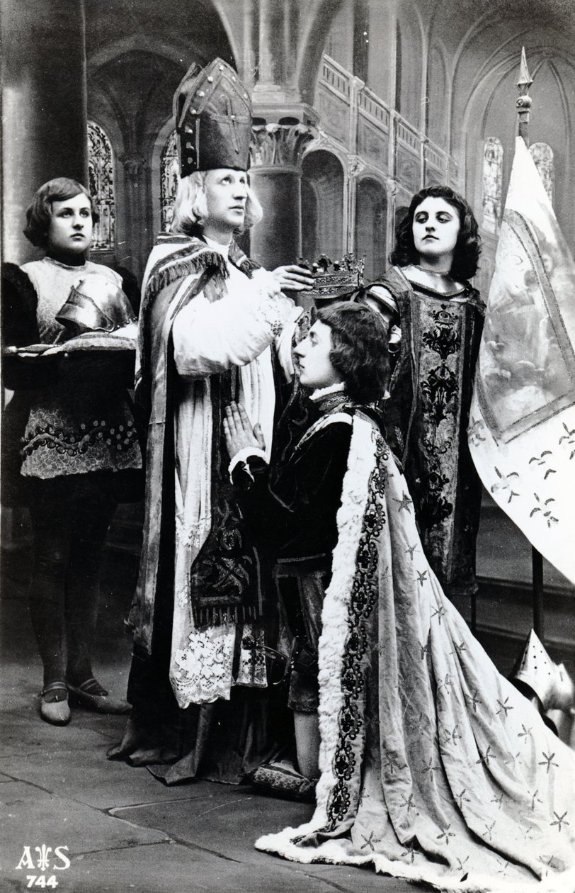 Cartão postal de Joana d&39;Arc na coroação de Carlos VII, 17 de julho de 1429, c.1914 de French Photographer